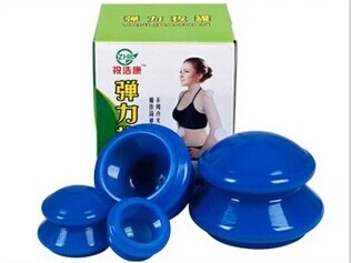 Silicone massage cupping (4pcs/set,Blue color)