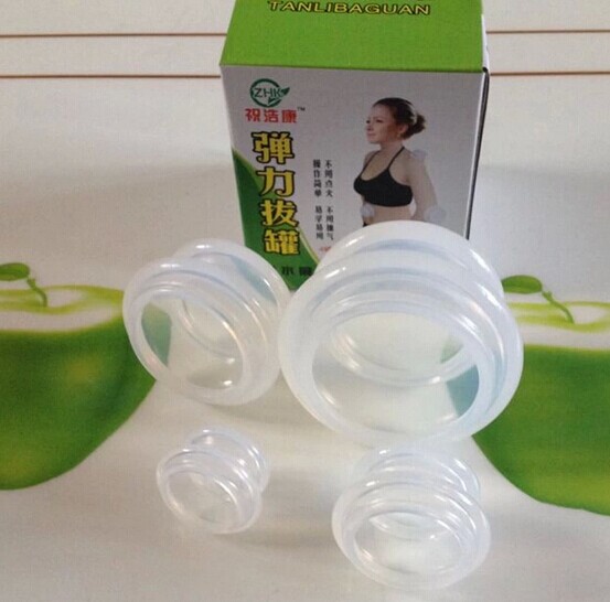 Silicone massage cupping (4pcs/set,High transparent white color)