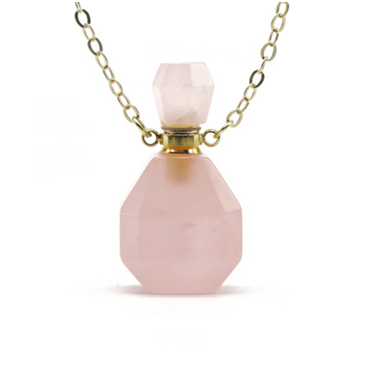 atural Gemstone Bottle Perfume Pendant Necklaces with Link Chain